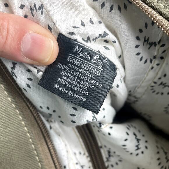 Myra Bag Leather Embroidery Shoulder Bag Tote Boho Aztec Western Brown White - Picture 12 of 16